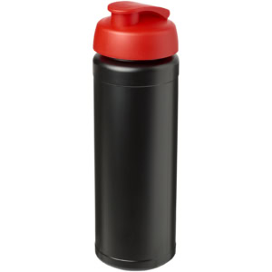Baseline® Plus grip 750 ml Sportflasche mit Klappdeckel – schwarz / rot