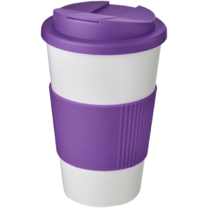 Americano® 350 ml Isolierbecher mit Schutzring & auslaufsicherem Schraubverschluss – weiss / lila