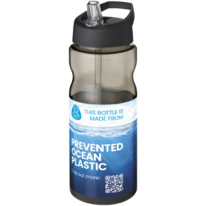 H2O Active® Eco Base 650 ml Sportflasche mit Ausgussdeckel - charcoal - Logo 1