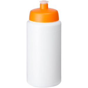 Baseline® Plus grip 500 ml Sportflasche mit Sportdeckel – weiss / orange