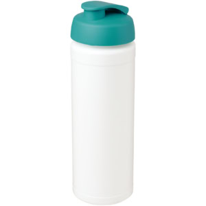 Baseline® Plus grip 750 ml Sportflasche mit Klappdeckel – weiss / aquablau