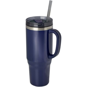 Melbourne 1200 ml RCS-zertifizierter Isolierbecher mit Strohhalm – navy