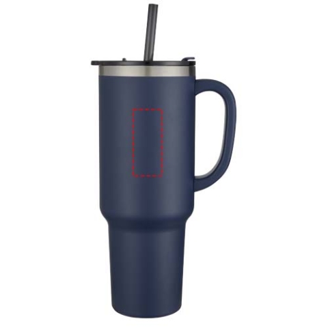 Sydney 1200 ml doppelwandiger RCS-zertifizierter Kupfer-Vakuum Isolierbecher mit Strohhalm - navy – Bild 10