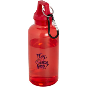 Oregon 400 ml RCS-zertifizierte Trinkflasche aus recyceltem Kunststoff mit Karabiner - rot - Logo 1