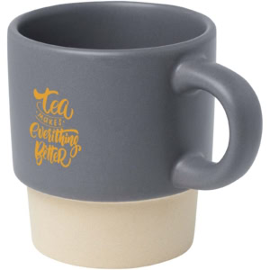 Olympia 130 ml stapelbarer Expresso Becher mit Tonboden - grau - Logo 1