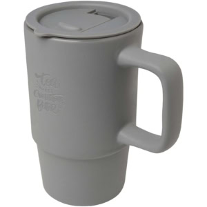 Carter 450 ml Keramiktasse mit Kunststoffdeckel - grau - Logo 1