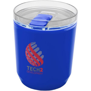 Hudson 180 ml doppelwandiger Becher aus recyceltem Kunststoff - blau - Logo 1