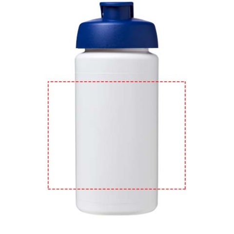 Baseline® Plus grip 500 ml Sportflasche mit Klappdeckel - weiss / blau – Bild 4
