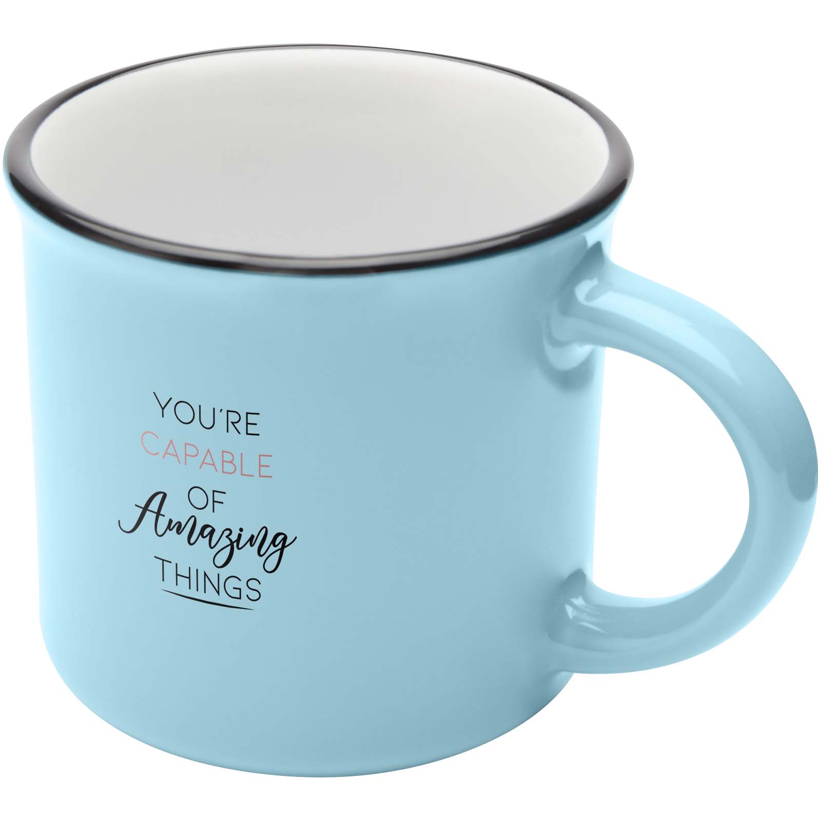 Bari Keramiktasse 240 ml mit glänzender Oberfläche - riffblau - Logo 1