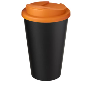 Americano® Eco 350 ml recycelter Becher mit auslaufsicherem Deckel – orange / schwarz