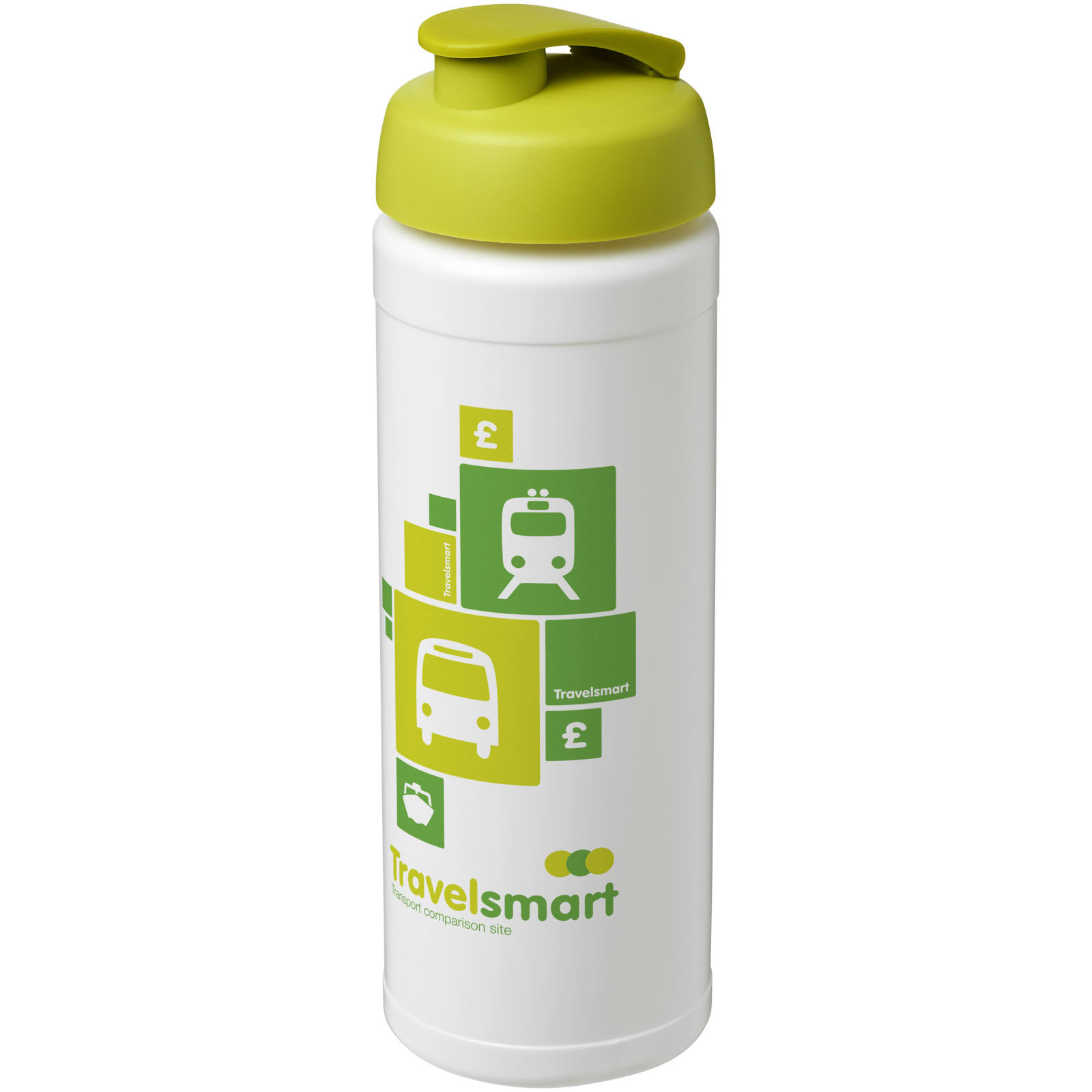 Baseline® Plus 750 ml Flasche mit Klappdeckel - weiss - Logo 1