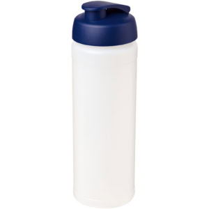 Baseline® Plus grip 750 ml Sportflasche mit Klappdeckel – transparent / blau