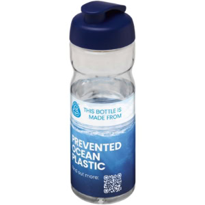H2O Active® Eco POP Base 650 ml Sportflasche mit Klappdeckel - transparent - Logo 1