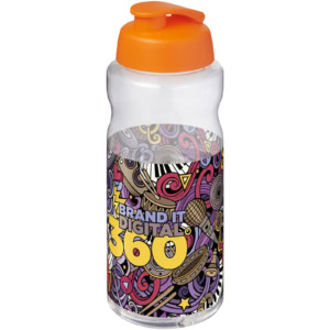 H2O Active® Big Base 1L Sportflasche mit Klappdeckel - orange - Logo 1