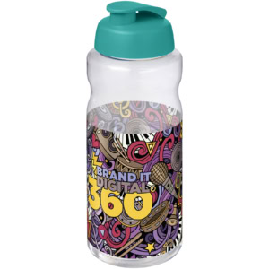 H2O Active® Big Base 1L Sportflasche mit Klappdeckel - aquablau - Logo 1