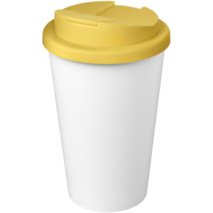 Americano® Eco 350 ml recycelter Becher mit auslaufsicherem Deckel – gelb / weiss