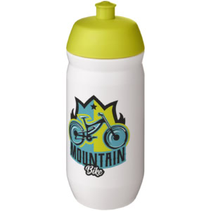 Sportflasche mit Mountain Bike Logo, limone/weiß, 500 ml.