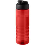 Rote Sportflasche mit schwarzem Deckel, ideal für unterwegs.