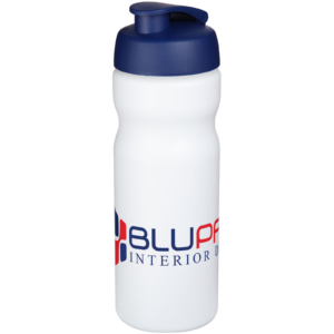 Baseline® Plus 650 ml Sportflasche mit Klappdeckel - weiss - Logo 1
