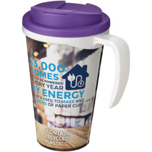 Brite-Ameriano® Grande 350 ml Isolierbecher mit auslaufsicherem Schraubverschluss – weiss / lila