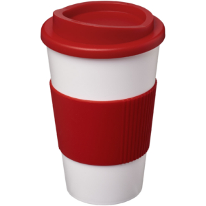 Americano® 350 ml Isolierbecher mit Schutzring – rot / weiss