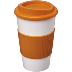 Americano® 350 ml Isolierbecher mit Schutzring – orange / weiss