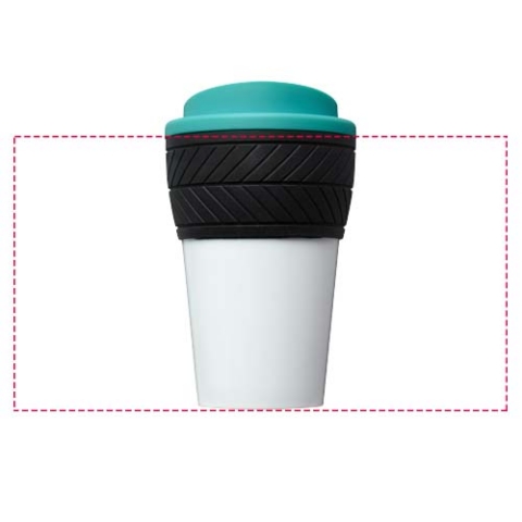 Brite-Americano® 350 ml Isolierbecher mit Schutzring Reifen-Design - aquablau – Bild 4