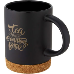Neiva 425 ml Keramiktasse mit Korkboden - schwarz - Logo 1