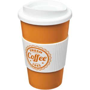Americano® 350 ml Isolierbecher mit Schutzring - orange - Logo 1