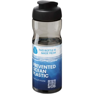 H2O Active® Eco POP Base 650 ml Sportflasche mit Klappdeckel - charcoal - Logo 1