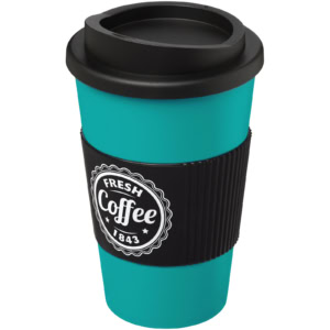 Americano® 350 ml Isolierbecher mit Schutzring - aquablau - Logo 1