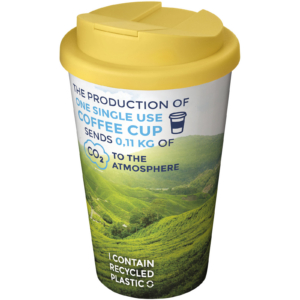 Brite-Americano® 350 ml Isolierbecher mit auslaufsicherem Schraubverschluss – weiss / gelb