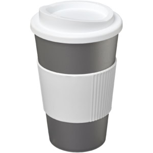 Americano® 350 ml Isolierbecher mit Schutzring – silber / weiss