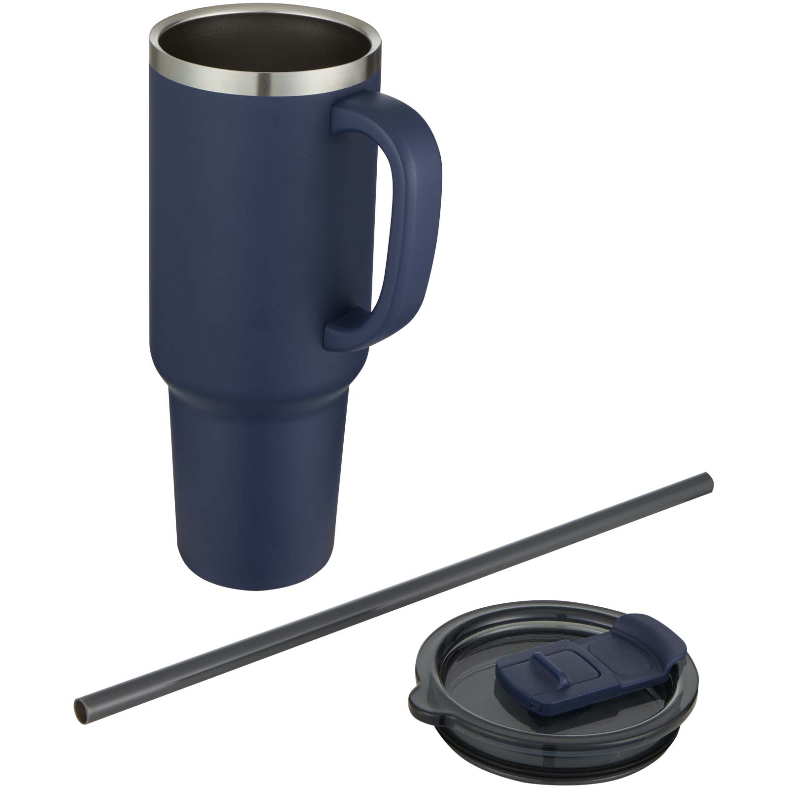 Sydney 1200 ml doppelwandiger RCS-zertifizierter Kupfer-Vakuum Isolierbecher mit Strohhalm - navy - Extra 1