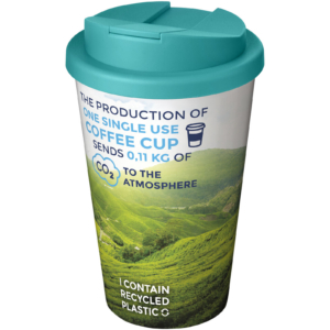 Brite-Americano® 350 ml Isolierbecher mit auslaufsicherem Schraubverschluss – weiss / aquablau