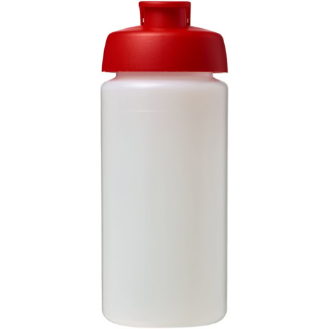 Baseline® Plus grip 500 ml Sportflasche mit Klappdeckel - transparent - Vorderseite
