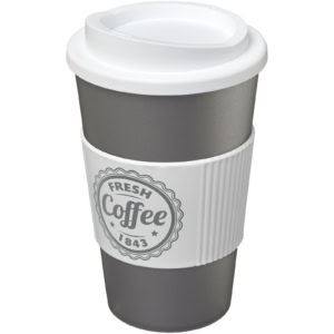 Americano® 350 ml Isolierbecher mit Schutzring - silber - Logo 1
