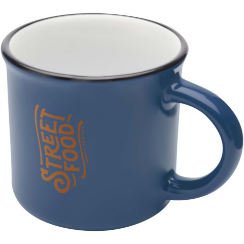 Bari Keramiktasse 240 ml mit glänzender Oberfläche - Ozeanblau - Logo 1