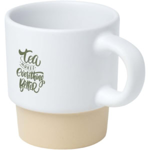 Olympia 130 ml stapelbarer Expresso Becher mit Tonboden - weiss - Logo 1