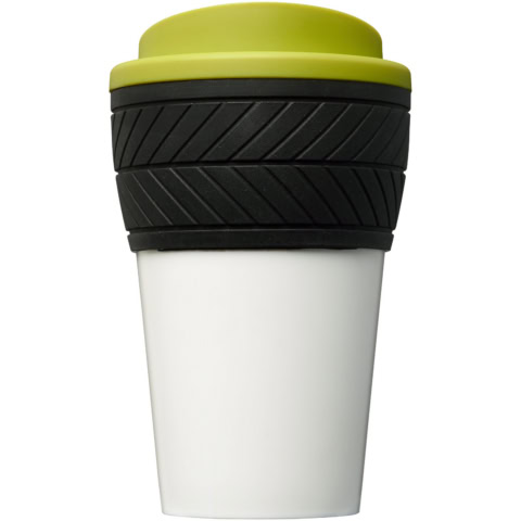 Brite-Americano® 350 ml Isolierbecher mit Schutzring Reifen-Design - limone - Vorderseite