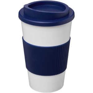 Americano® 350 ml Isolierbecher mit Schutzring – weiss / blau