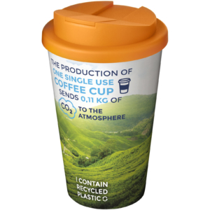 Brite-Americano® 350 ml Isolierbecher mit auslaufsicherem Schraubverschluss – weiss / orange