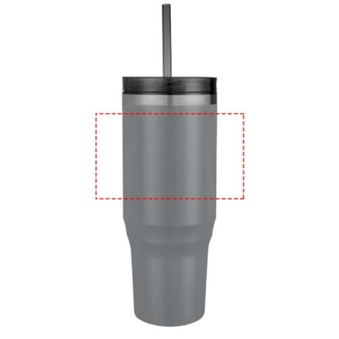 Melbourne 1200 ml RCS-zertifizierter Isolierbecher mit Strohhalm - grau – Bild 9