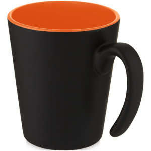 Oli 360 ml Keramikbecher mit Henkel – orange / schwarz