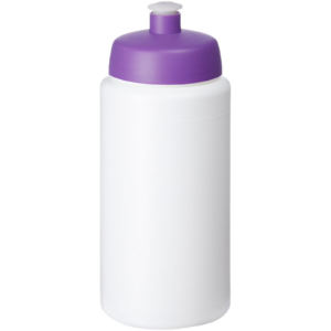 Baseline® Plus grip 500 ml Sportflasche mit Sportdeckel – weiss / lila