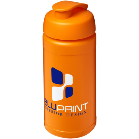 Baseline® Plus 500 ml Sportflasche mit Klappdeckel - orange - Logo 1