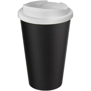 Americano® Eco 350 ml recycelter Becher mit auslaufsicherem Deckel – weiss / schwarz
