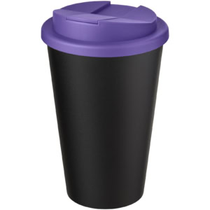 Americano® Eco 350 ml recycelter Becher mit auslaufsicherem Deckel – lila / schwarz
