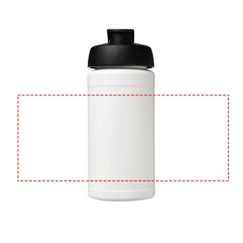 Baseline® Plus 500 ml Sportflasche mit Klappdeckel - weiss / schwarz – Bild 5