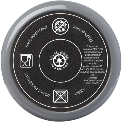 Melbourne 1200 ml RCS-zertifizierter Isolierbecher mit Strohhalm - grau - Extra 2